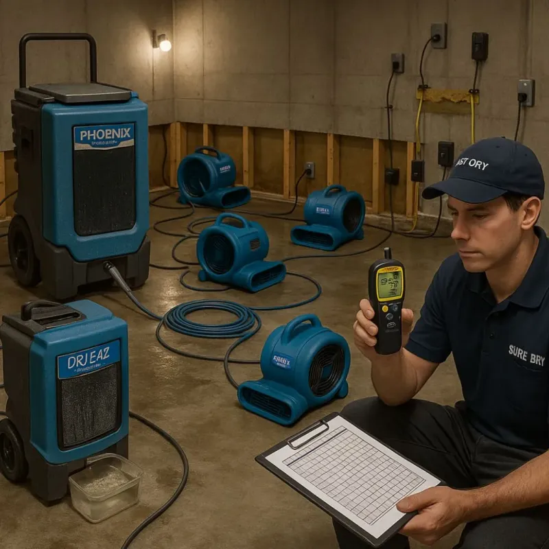 Structural Drying and Dehumidification process in Weaverville, CA
